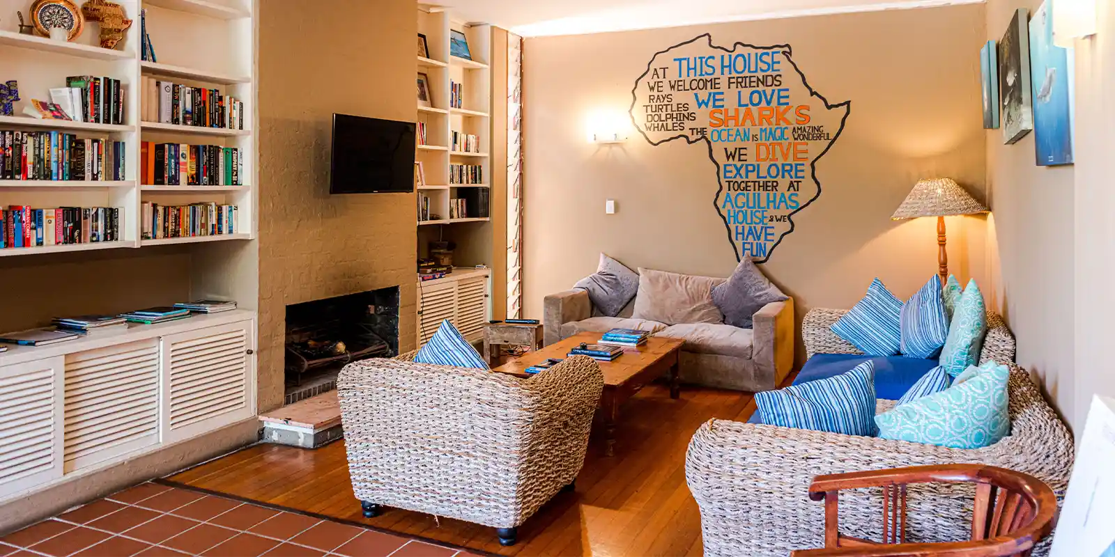 View of the cosy lounge area at Agulhas House.