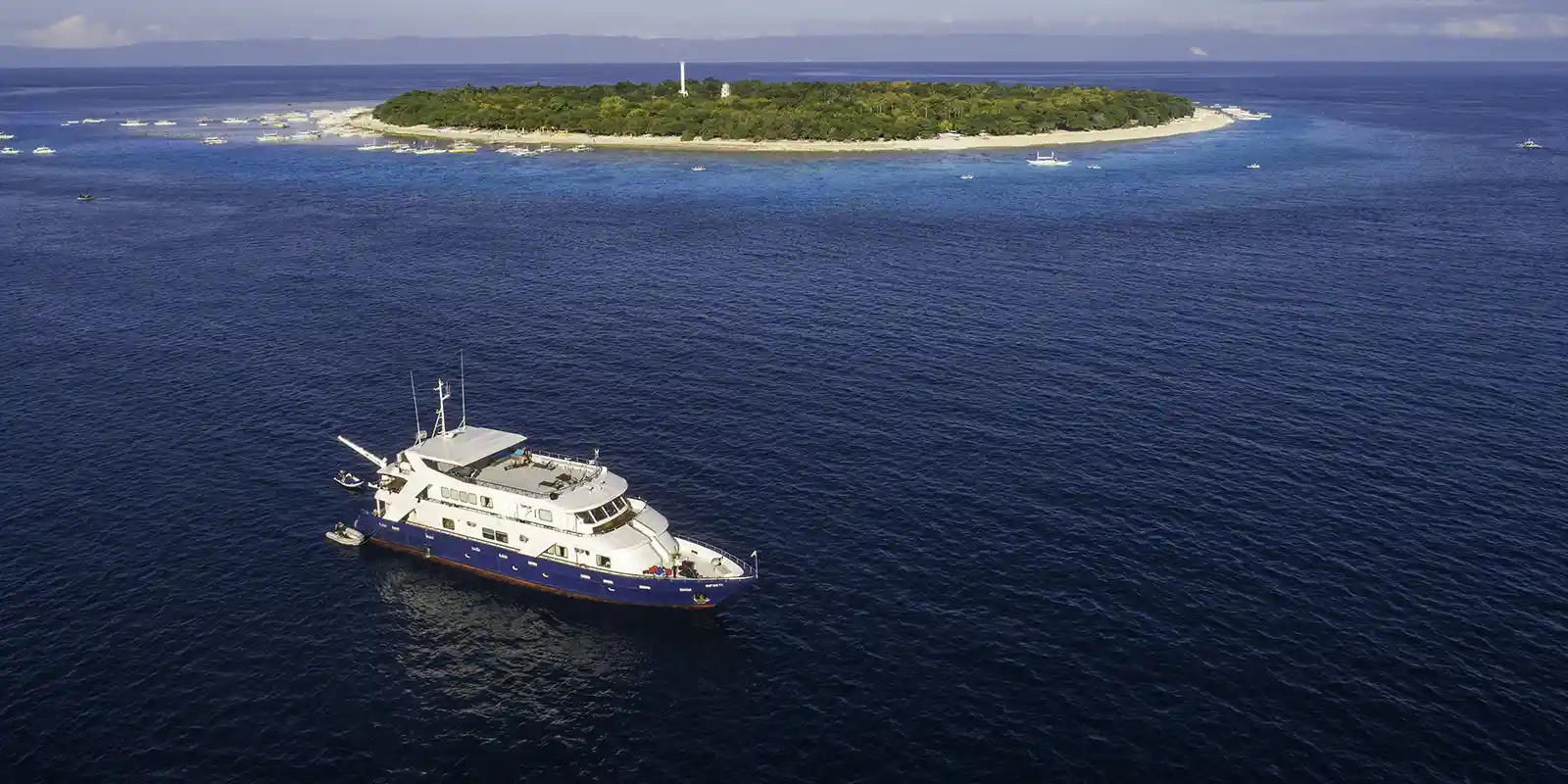 Aerial of Atlantis Infiniti Liveaboard in the Philippines
