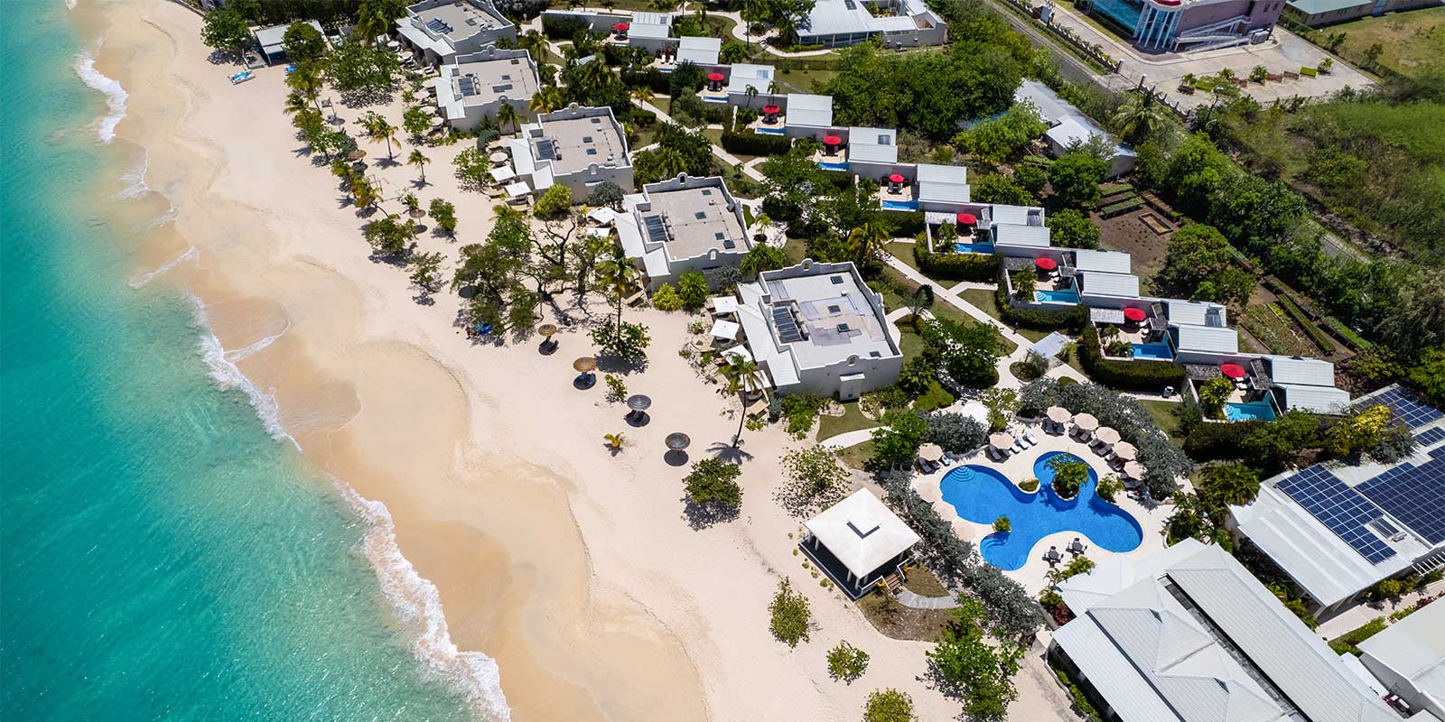 Aerial of Spice Island Beach Resort in Grenada