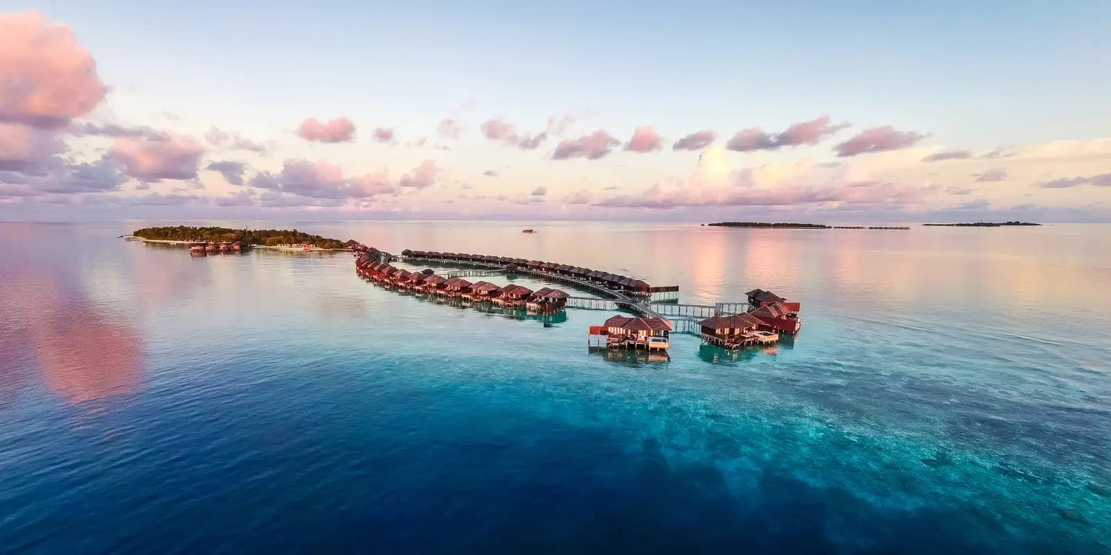 Aerial view of Lily Beach Resort & Spa, Maldives.