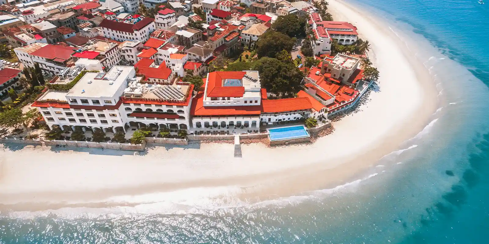 Aerial view of Park Hyatt Hotel, Zanzibar.