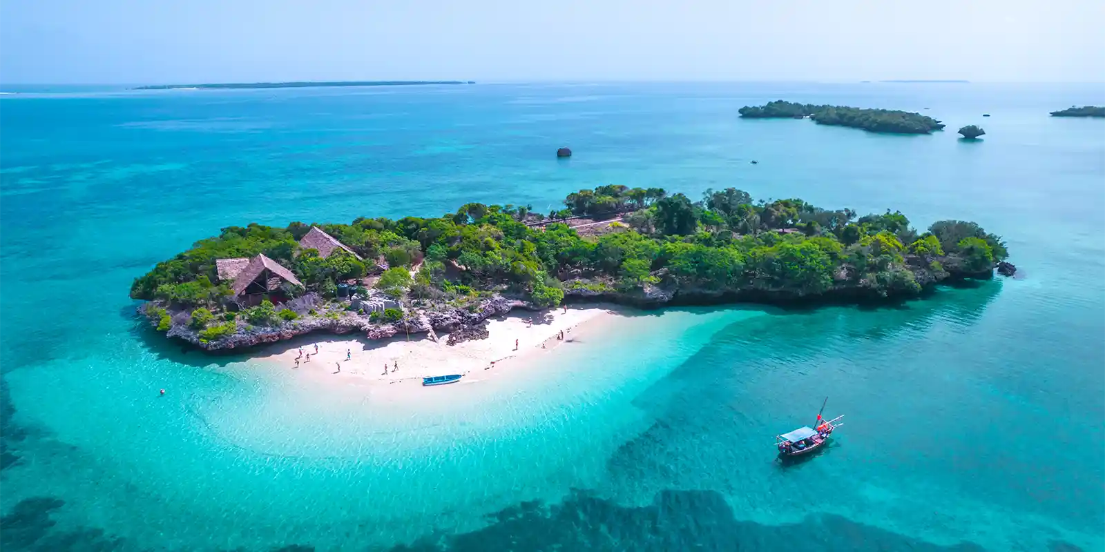 Aerial of islands in Zanzibar, Tanzania