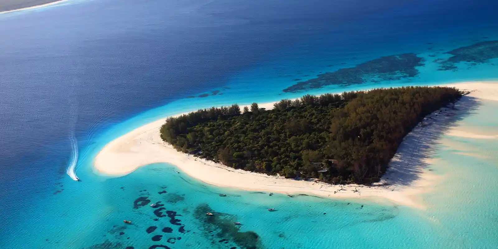 Aerial view of Mnemba Island, Zanzibar, Tanzania