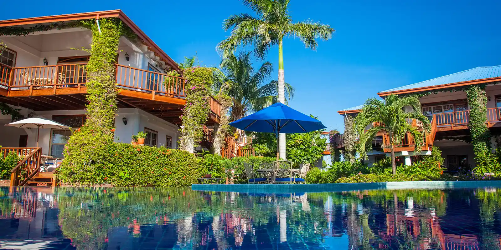 A pool area at Chabil Mar Villas, Belize.