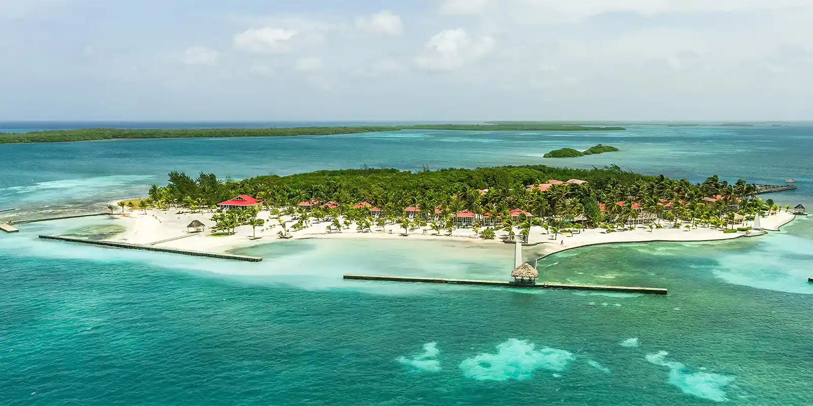 Aerial of Turneffe Island Resort in Belize