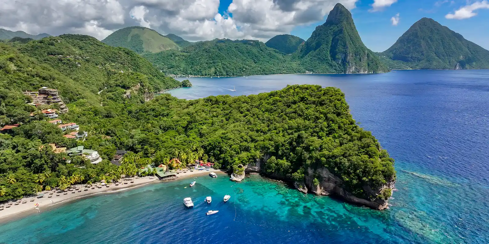 Aerial view of Anse Chastanet Resort, St Lucia