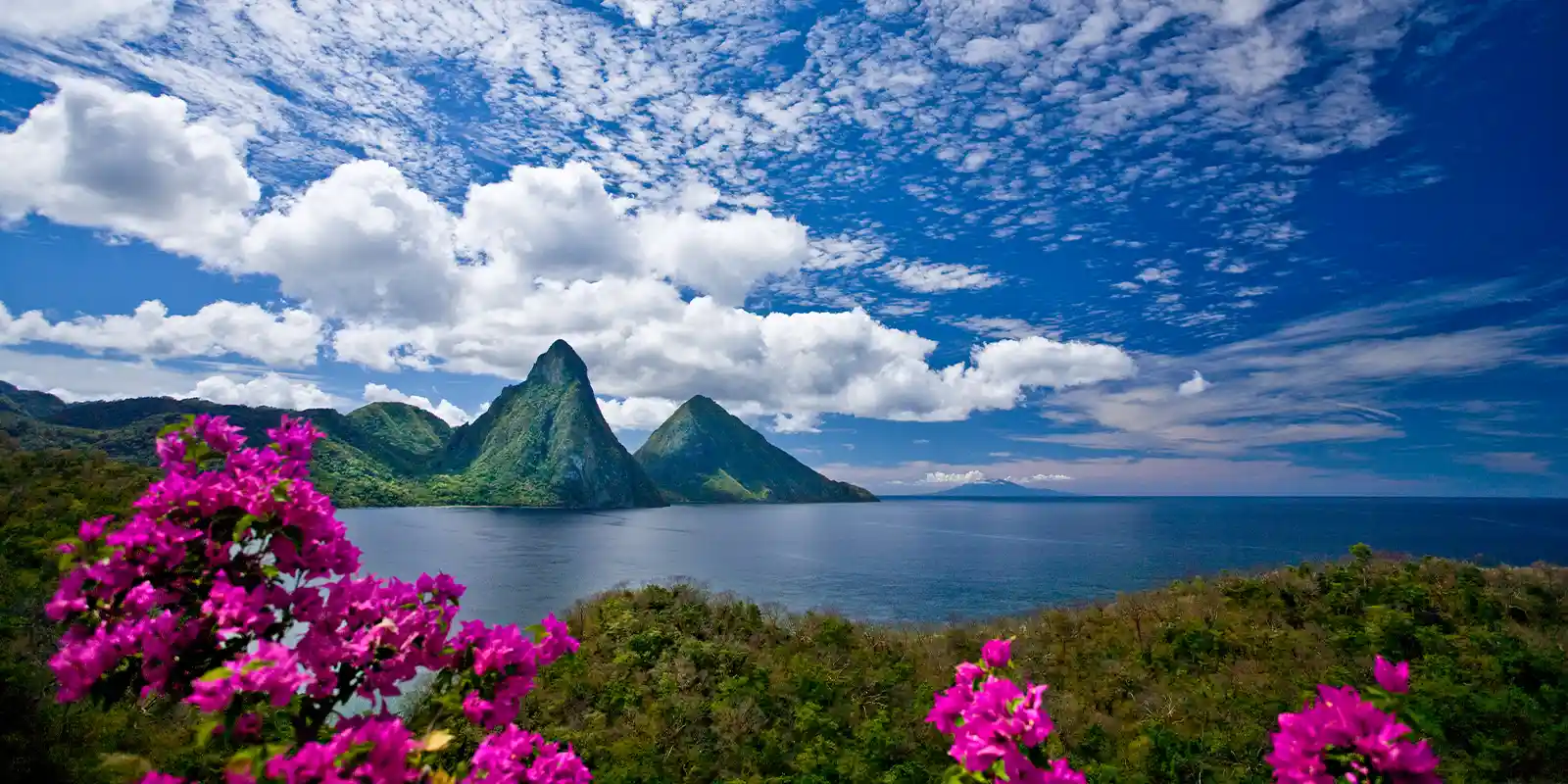 View of the Pitons in St Lucia, Caribbean