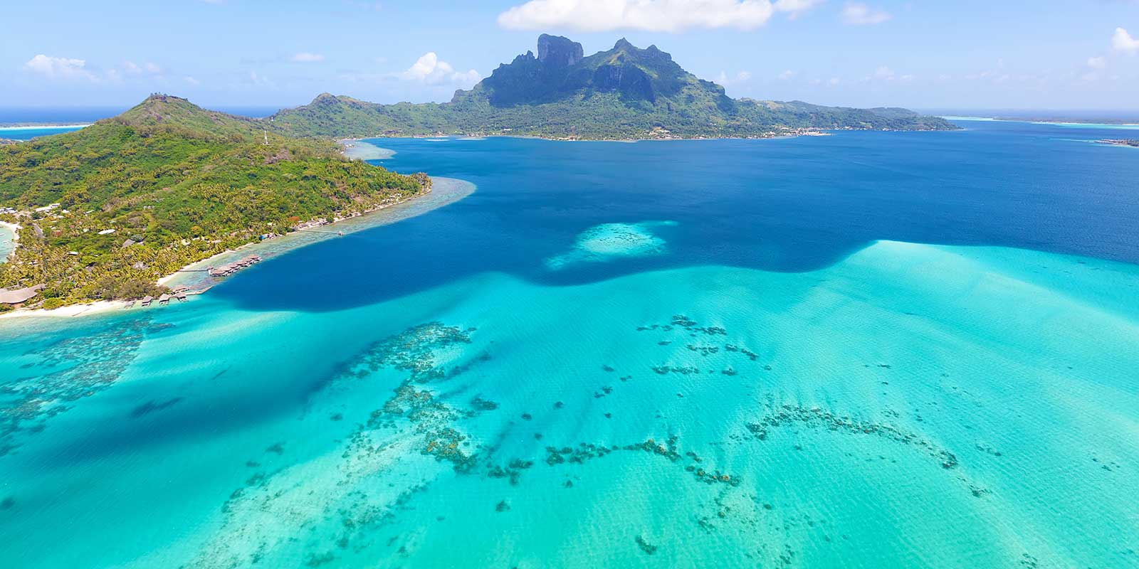 Aerial of Bora Bora in Tahiti