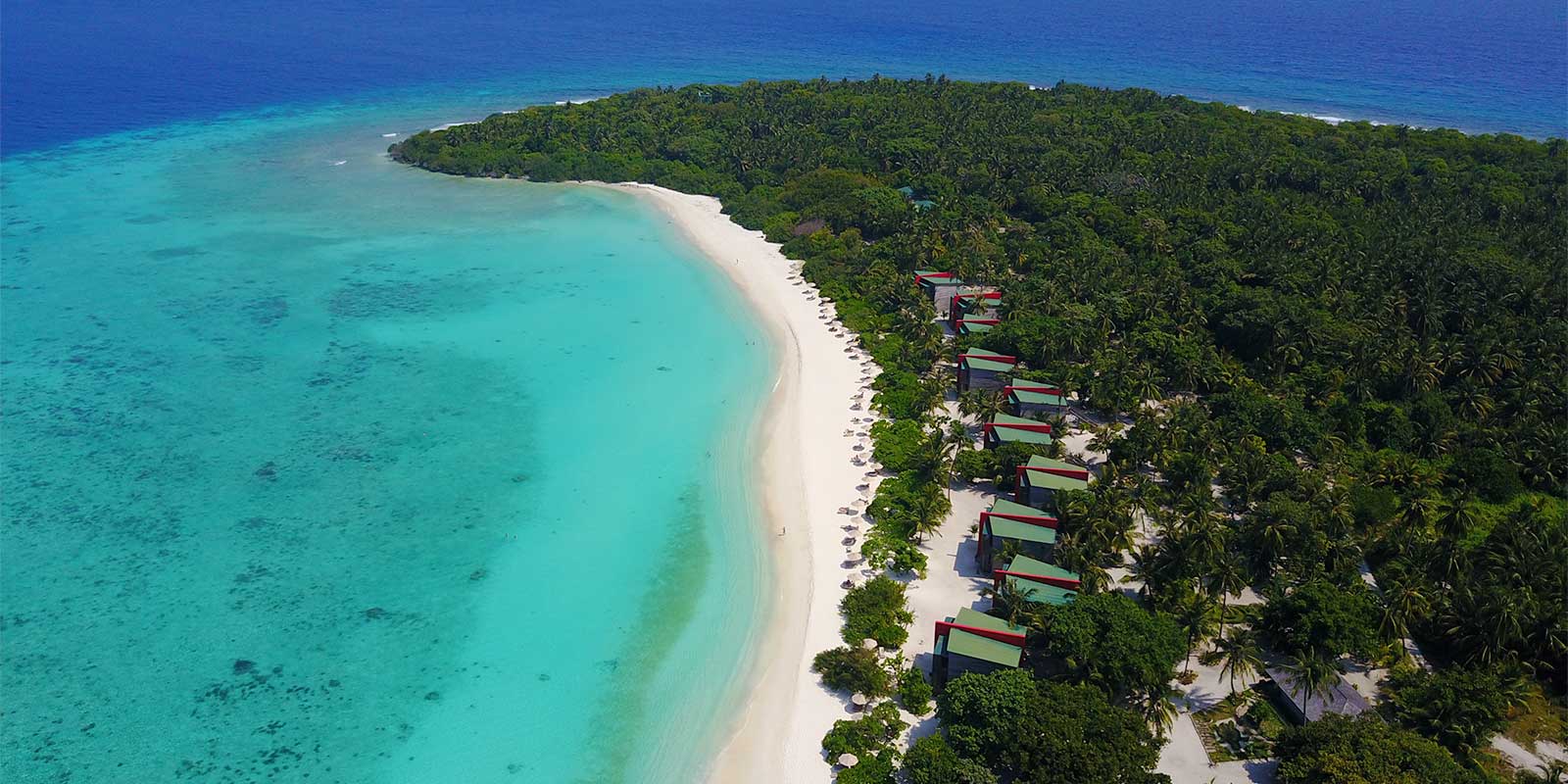 Aerial of Barefoot Eco Resort in the Maldives