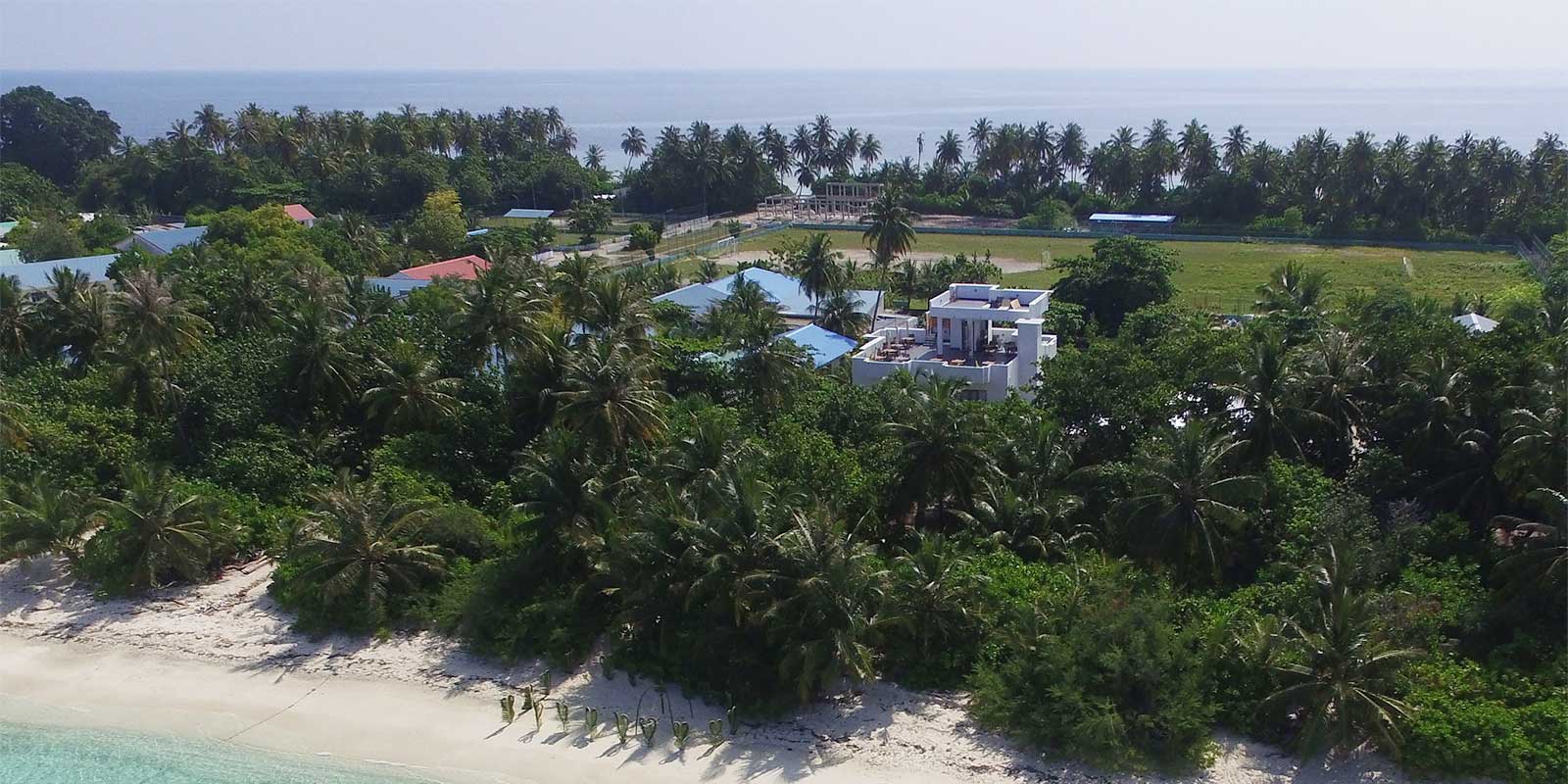 Aerial of Boutique Beach Resort on Dhigurah, Maldives