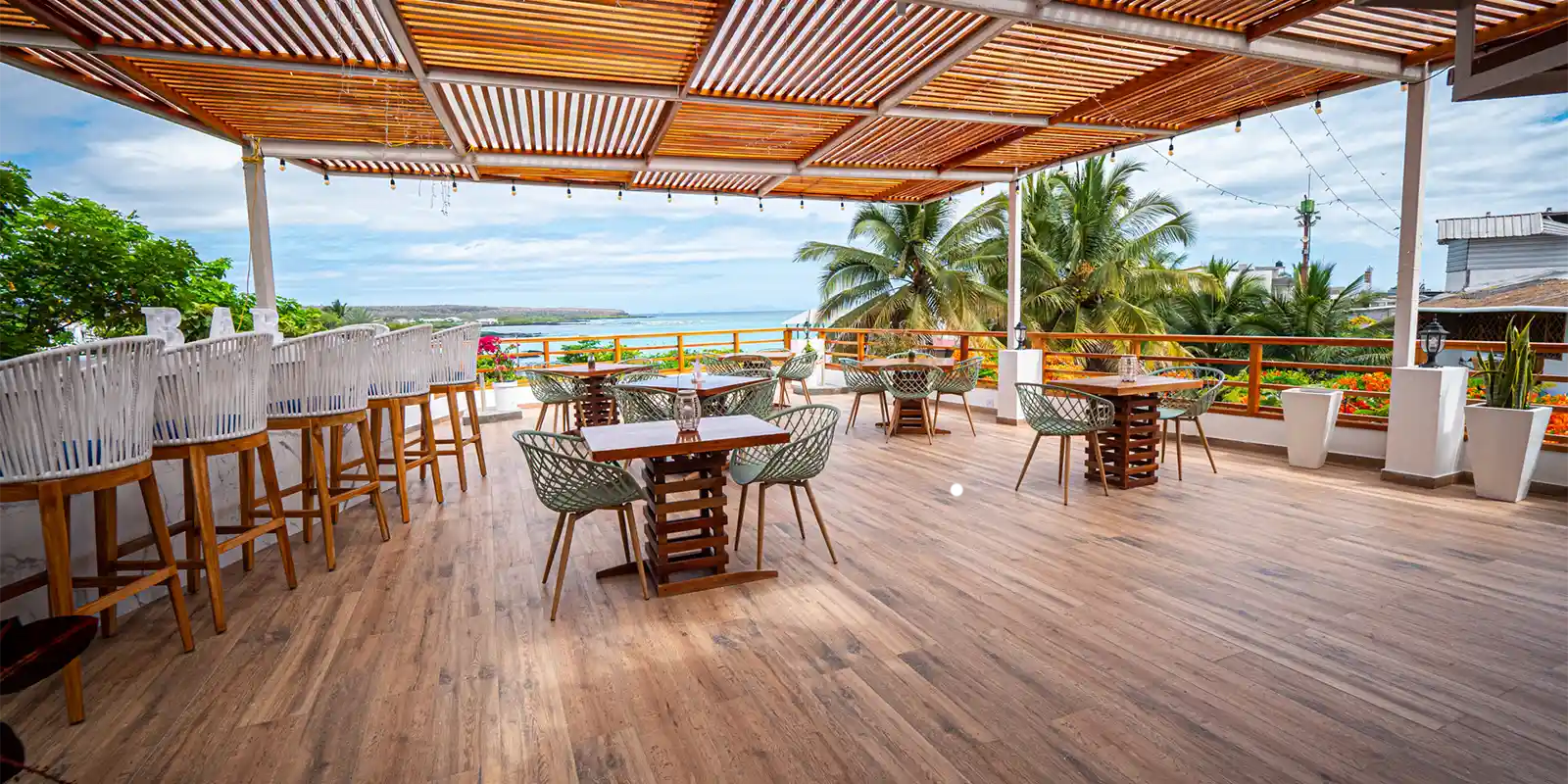 The terrace at La Isla Hotel, Santa Cruz Island, Galapagos