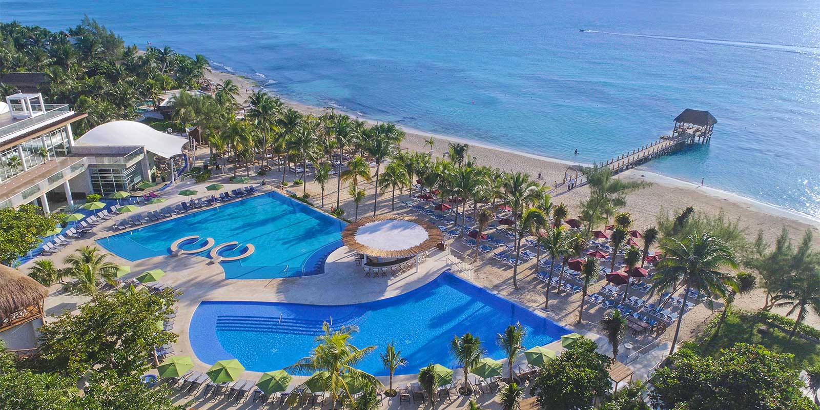 Aerial of The Fives Beach Hotel & Residences in Playa del Carmen, Mexico