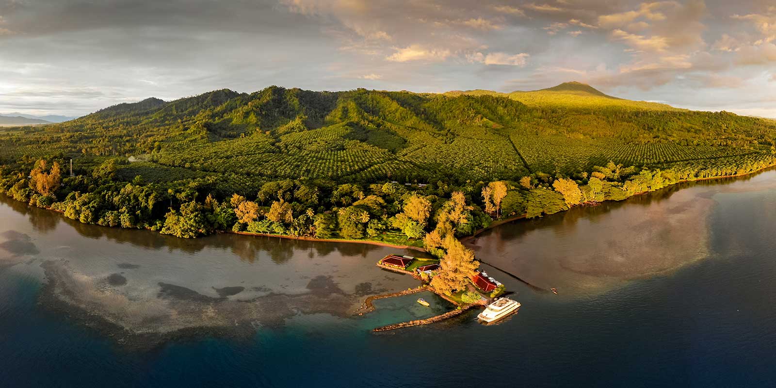 Aerial shot of Walindi Plantation Resort, Papua New Guinea.