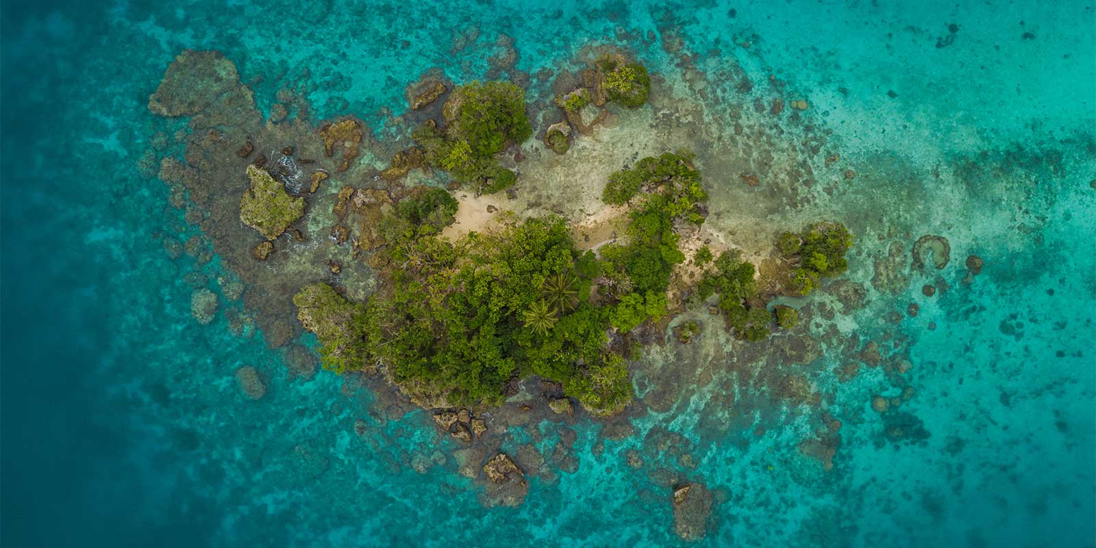 Aerial of an island in Vanuatu in the Pacific Ocean