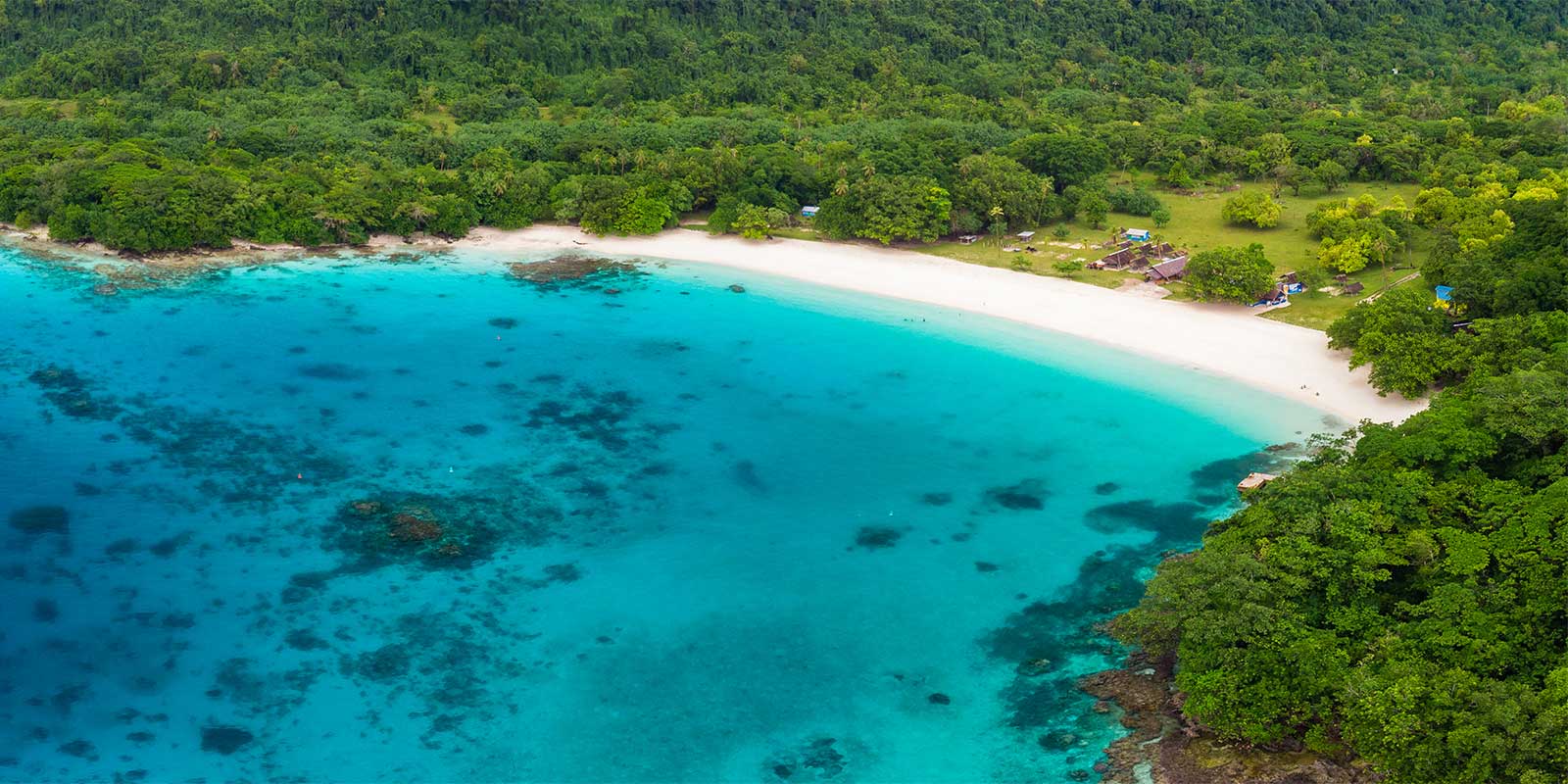 Aerial of Champagne Beach in Espiritu Santo, Vanuatu