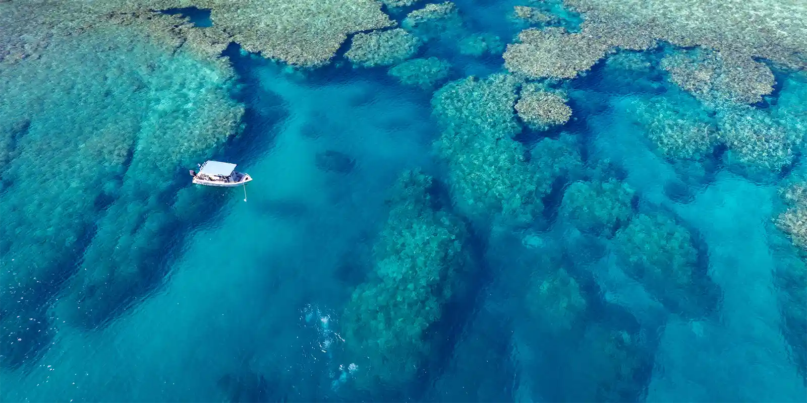 Aerial of a boat on Yasawa Islands, Fiji