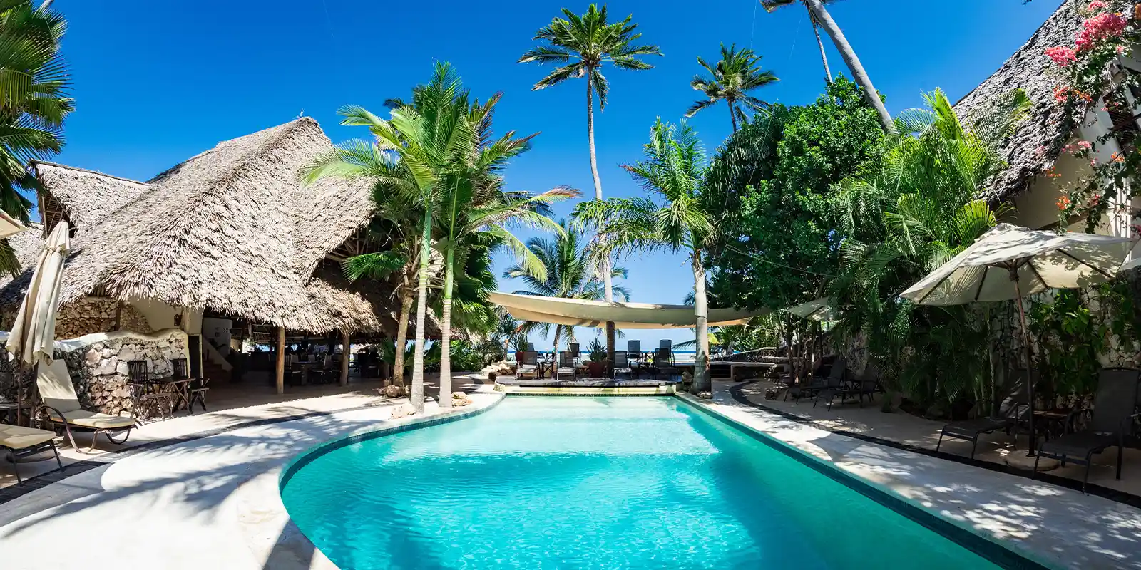 The swimming pool at Sunshine Azure Beach Hotel, Zanzibar