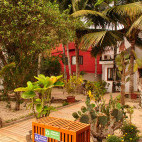 The exterior of the Casa de Marita in the Galapagos.