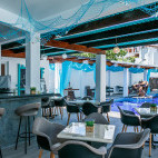 The pool bar at the Ikala Hotel in the Galapagos.