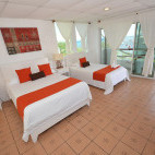 An ocean front room at Casa Opuntia in the Galapagos. 