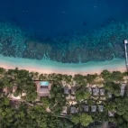 Aerial of Coral Eye Resort in Bangka Archipelago, Indonesia