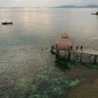 House reef, jetty entry, at Coral Eye Resort in Bangka Archipelago, Indonesia