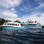 Dive boats at Dive into Lembeh in Indonesia