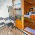 External view of the balcony suite cabin on Komodo Aggressor, Indonesia.