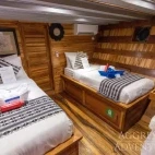 The deluxe stateroom with twin beds, on Komodo Aggressor, Indonesia.