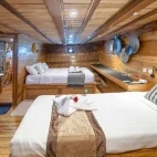 The deluxe stateroom with two beds, on Komodo Aggressor, Indonesia.