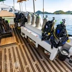 The dive deck on Komodo Aggressor, Indonesia.