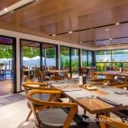View of the restaurant at Meridian Adventure Dive Resort, Raja Ampat.
