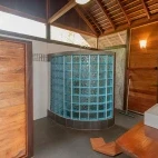 Sea view room bathroom at Nabucco Island Resort, Indonesia.