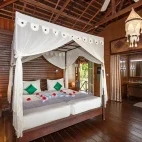 Beach bungalow at Nunukan Island Resort. Indonesia.
