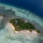 Aerial of Nunukan Island Resort. Indonesia.