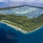 Aerial of Kakaban Island, Indonesia.