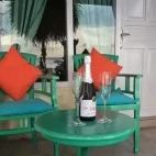 Sea view room terrace at Pondok Baruna Garden in Nusa Lembongan, Indonesia