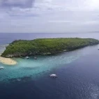Aerial of Atlantis Infiniti Liveaboard in the Philippines.