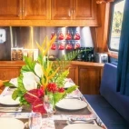 Dining area on board Atlantis Adventurer liveaboard in the Philippines