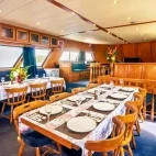 Dining area on board Atlantis Adventurer liveaboard in the Philippines