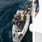 Skiff on board Atlantis Adventurer liveaboard in the Philippines