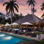 Poolside bar at Atmosphere Resort & Spa. Holiday accommodation in Dauin, Philippines.