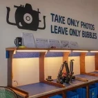 The camera room at Sea Explorers Dive Centre, Philippines.