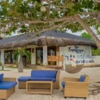 The outdoor lounge area at Sea Explorers Dive Centre, Philippines.