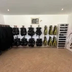 The rental equipment room at Sea Explorers Dive Centre, Philippines.