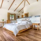 Bedroom area view of a bay view loft, at Salamangka Resort, Philippines.