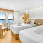 Main deck cabin on board Solitude Gaia liveaboard in Palau.