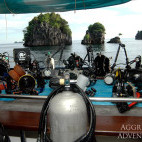 The camera table on the Raja Ampat Aggressor.