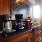 Coffee station on board Tambora in Indonesia