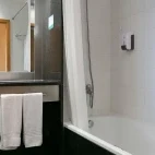 View of a twin or double room bathroom, at Hotel Colombo, Santa Maria, Azores.